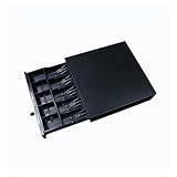 Registrierkasse, Geldkassette, Kassenschublade, Supermarktkasse, mit Schloss, fünf unabhängig voneinander nutzbare Geldkassetten,für Kassensysteme, Kleinunternehmen, Einzelhandel(Noir)