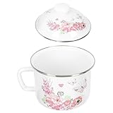 COLLBATH Snackbecher aus Emaille Emailleschüssel Nudelschale mit Deckel Futternapf aus Emaille emalieschüsseln suppenschalen Schüssel zum Servieren von Speisen Milchaufbewahrungsbecher