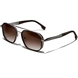 KANASTAL Sonnenbrille Herren Polarisiert Retro Klassische Quadratisch Sonnenbrillen mit Premium Metallrahmen UV400 Schutz, Matt Braun Rahmen Braun Gläser