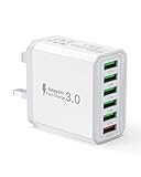 USB Ladegerät, 6-Ports Ladeadapter 33W Adapter Ladestecker mit QC 3.0 Schnellladegerät Mehrfach, USB Stecker Netzteil für iPhone 14 13 12 11 Pro Max, iPad, Handy 28