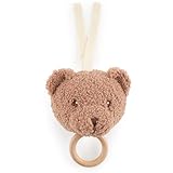 Bieco Musikspieluhr Bär Mika | ca. 30 cm | Baby Spieluhr aus Bouclé | Teddy Einschlafhilfe Babys | Teddybär Baby Musikuhr | Spieluhr Baby | Tedy Bear | Kuscheltiere für Babys | Einschlafhilfe Kinder