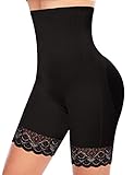 YARRCO Bauchweg Unterhose Damen Shapewear Spitze Miederhose Hohe Taille Figurformende Unterwäsche Leggings Body Shaper Miederpants (Schwarz, L)