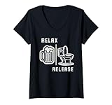 Damen Relax Release Funny Minimal Matching Beer Drinking Toilet T-Shirt mit V-Ausschnitt