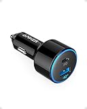 Anker Auto Ladegerät PowerDrive Speed+ 2, USB C Kfz Ladegerät 2 Port 49W mit Power Delivery für MacBook Pro/Air 2018,iPad Pro 2018,iPhone XS Max/XR/XS/X und mit PowerIQ 2.0 für Samsung S9/S8 und mehr
