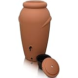 YourCasa Regentonne 210 Liter [Amphore Design] Regenfass Frostsicher aus Kunststoff - Regenwassertonne mit Wasserhahn - Regenwassertank Garten Regenwassersammler Wasserfass Wassertonne (Terracotta)