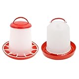 Anjing 1.5KG Futterautomat und 1.5L Hühnertränke,Küken Futterautomat und Tränke Set,Automatische Wassertränke,Ertrinken Beweis Hühner Futtertrog Set,Rot und Weiß