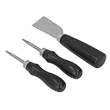RASTKY Handliches Leder-Schälmesser, Sandelholzgriff, Einschneidende Kanten, Leichter Stahl-Abschräger für Lederschneider, 1 X Schwarzes Messer, Heimwerker-Bastelliebhaber, Stahl/Sandelholz/2 Stück