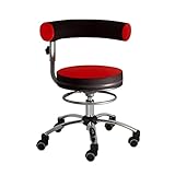 Sanus® Gesundheitsstuhl mit höhenverstellbarer Lehne, Sitzhöhe Standard (42-51 cm), Stoffbezug, rot/schwarz, Rollen mit Rollstopp (Rollen nur mit Belastung), Ergonomischer Bürostuhl, Erzieherstuhl