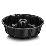 Joyfair Gugelhupfform, 25,5cm Karbonstahl Guglhupf Backform, Schwarz Bundform Napfkuchenform mit Antihaftbeschichtung, Rund Kuchenform für Kuchen, Brot, Robust & Gesund, Leicht zu Reinigen