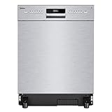 Midea Geschirrspüler SU 3.35X14ES, 14 Maßgedecke, Unterbau-Geschirrspüler mit WiFi, Extra Trocknung, 7 Programme, 47dB, 0-24h Startzeitverzögerung - Inox