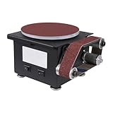 Stand Band und Tellerschleifer 100W Elektrischer Bandschleifer, 150mm Schleiftellers, Schneidkantenschärfer mit 10 Blatt Schleifpapier und 10 Schleifbändern, DIY Poliermaschine für Metall, Holz usw