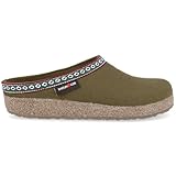 HAFLINGER Grizzly Franzl 711001 Unisex Filz-Pantoffel aus Schurwolle, Olivgrün, Gr. 36