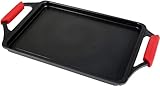 WECOOK! Ecostone Grillplatte Induktion | 43x25 cm Antihaft XTRA DUPONT PFOA-frei | 5mm Aluminium, Abnehmbare Silikongriffe | Für Alle Herdarten, Schwarz