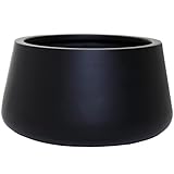 VIVANNO Pflanzentopf Pflanzkübel Fiberglas Gordo 29x45 cm Frostsicher - Blumentopf Bauchig Rund Schwarz Matt Groß Außen, Innen