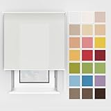 Estika Rollo mit Bohren Deckenmontage und Wandmontage, Breite: 120 cm, Höhe: 150 cm, Farbe: Weiß, 25 Stoff Farben, Fenster rollos für innen, Sichtschutz für Fenster und Balkontür