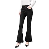 Ancarleela Bell Bottom Jeans für Damen, schwarz, Schlagjeans, hohe Taille, Skinny Bootcut Damenjeans, schwarz, X-Klein