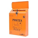 Gadpiparty Vintage-briefkasten Stand Briefkasten Aus Stahl Schlösser Aux Wand-Mail-Halter Im Freien Paket Abschließbar Vorhängeschloss Handhaben Briefkasten Zur Wandmontage Außen Eisen Orange