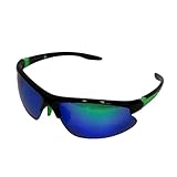 keynoyin Fahrradbrille für Herren, polarisierte Outdoor-Sonnenbrille, schwarzer Rahmen, grüne Folie