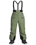 Pioneer Camp Herren Baggy Skihose Wasserdicht 15000mm - Snowboard Hose mit Trägern & Belüftung - Powder und Backcountry - Winddicht, Atmungsaktiv 7000g/㎡, Reißfest; Armee Grün; L