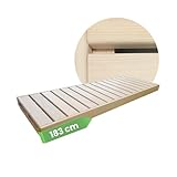 Suleno® Sauna Zubehör – Saunaliege Holz aus Hemlock, kürzbar, astarm – Saunabank LARVIK in 3 Größen – fertig montierte Saunaliege – hochwertiges Saunaholz, ideal für Saunabänke (183 x 60 cm)