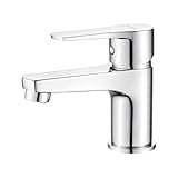 Ibergrif Bad Wasserhahn Einhebelmischer Chrom – Waschtischarmatur mit Wassersparfunktion, Anti-Fingerprint & Einfache Montage, Modell M11057