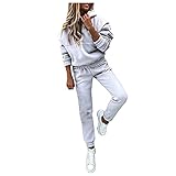 Damen-Outfits, Hose, Pullover, einfarbig, langärmelig, mit Kapuze, Sporthose, Anzug mit langen Ärmeln, Damenhose, Anzüge für Arbeit, zierlich, grau, S