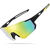 suoso Sportbrille-Sonnenbrille Herren-Damen-Fahrradbrille-Sunglasses men-Polarisiert-UV400-Damen-Ski Sonnenbrille-Schnelle Brille Rave-Radfahren-Fahrrad-Angeln-Rennrad brille 6-Schwarzes Gold