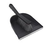 YORK Handfeger und Schaufel mit Gummi - Handkehrset - Kehrblech und Handfeger Set Hergestellt aus Regranulat - Ökologisches Kehrset Schwarz (Packung mit 2)