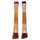 ARTSEWPLY 2 Stück Doppelender Schminkpinsel mit Bambus holzgriff Weiche Dichte Puder Rougepinsel für Gesichtskonturen Praktisches Make up Werkzeug für Frauen