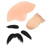 Ipetboom Realistische Latex Glatzenkappe Set mit Bart und Netz Wiederverwendbare Perücke für Erwachsene Bequemes Kostümzubehör für Halloween Cosplay Theater und Motto-party