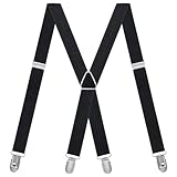 SWKJ Herren-Hosenträger, X-Form, mit starken Metall-Clips, robuste Hosenträger, Einheitsgröße für Damen und Herren, Schwarz , X-Shape