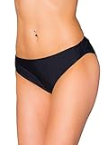 Aquarti Damen Bikini Hose mit mittelhohem Bund, Farbe: Schwarz, Größe: 36