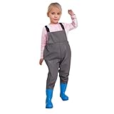 Generisch ​Wathose Kinder Wasserdicht mit Stiefel - Wathose Kinder Verstellbare Träger für Jungen und Mädchen, Anglerhose Neopren,Matschhose Jugendliche Comfort, Rückenschnalle Design​