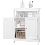 Yaheetech Badschrank freistehender Küchenschrank mit verstellbarem Regal und Doppeltür Freistehender Badezimmer Weiß 60 x 30 x 80 cm