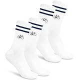 Fahrradsocken Damen, Rennrad Socken 36-42, Weiße Radsocken mit Fahrrad-Motiv, Baumwolle Sportsocken & Tennissocken, Fahrrad Geschenk (DE/NL/SE/PL, Numerisch, 36, 42, Regular, Regular, Blau 2 Paar)