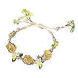 WWHJR Geflochtenes Armband mit Fluorit-Kristallsteinen, handgewebt, längenverstellbar, Unisex, modisches Accessoire, Baumwollseil, Naturstein