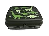 Tupperware Sandwich-Box Aufbewahrungsbox Brotdose quadratisch mit Scharnier und Verriegelung (grün DInosaurier)