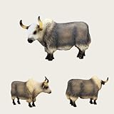 Freefire Grauer Yak Figuren Realistisch Tierfiguren Frühe Erziehung Hundespielzeug Wissenschaftsprojekt Weihnachten Geburtstag Kuchendeckel Kinder Kleinkind (Grey)