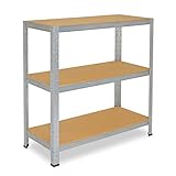 shelfplaza® 90x100x40cm Home Schwerlastregal verzinkt/Metallregal mit 3 Böden/Kellerregal Metall, Garagenregal, Werkstattregal oder Regal Lagerregal/Steckregal Metall mit 175kg Tragkraft