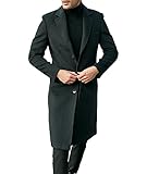 ECDAHICC Lässiger Trenchcoat für Herren lockere Passform gekerbter Kragen lange Jacke Wintermantel einreihiger Erbsenmantel(BL,3XL)