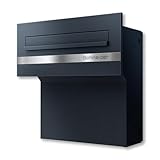 Metzler Durchwurfbriefkasten | Mauerdurchwurf-Briefkasten | personalisiert mit Gravur | Edelstahl-Namensschild | Anthrazit RAL7016 | Nora