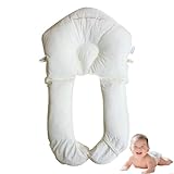 QJDFLL Baby Kopfkissen Gegen Plattkopf, Seitenstützkissen Für Babys, Ganzkörper-Stützkissen U-Form Hug Kissen Für Kopf, Verstellbare Kopfstütze Für Kopf, Nacken(Weiß,72X45X8CM)