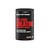 Body Attack Creatin Monohydrat Pulver 500 g - Made in Germany - hochwertiges mikrofeines Kreatin Monohydrat (Meshfaktor 200) - 100% reines Kreatin Pulver - Produkt der Kölner Liste