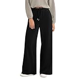 Jogginghose Mädchen Sommer Mit Kordelzug Sporthose Hose Damen Weites Bein Herbst Lässige Mit Taschen Wide Leg Hose Damen Beige Stoffhose Fashion Jogginghose Damen Xs Trainingshose Damen（1-Black，L）