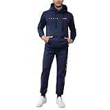 Jogginganzug Herren 2-Teilig Sportanzug Hoodie Jacke und Jogginghose Trainingsanzug Winter Warmth Jogging Tracksuit Hausanzug mit Tasche Freizeitanzug Chino Hose Übergangs Sportanzug(Navy,S)