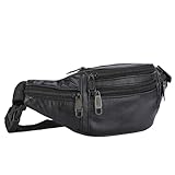 Gürteltasche für Sport, Wandern, Leder, Herren, dünn, Outdoor-Sport, Herren, klein, Laufen, Bauchtasche, Umhängetasche, Geldgürteltasche, Schwarz , Einheitsgröße