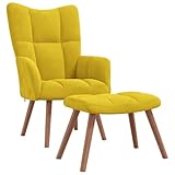 vidaXL Relaxsessel mit Hocker Sessel Fernsehsessel Polstersessel Polsterstuhl Relaxstuhl Loungesessel Armsessel Ohrensessel Senfgelb Samt