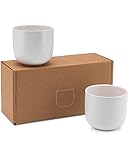 Lambda Coffee® Cappuccino Tassen Set 2 x 160ml in Weiß matt aus Porzellan I Kaffeebecher ohne Henkel & Mokkatassen für Kaffee rund und klein I spülmaschinen geeignet