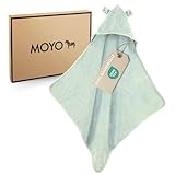 MOYO Kapuzenhandtuch mit Ohren in Mint I 75x75cm I Kleinkind & Baby Badeponcho aus 100% Frottee-Baumwolle I Babyhandtuch mit Kapuze I Weiches Baby Badetuch I Waschbares Kapuzenhandtuch Baby