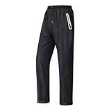 DUHENWU wasserdichte Regenhose Für Herren Winddichte Outdoorhose Verdickt Atmungsaktive Funktionshose Mit Reißverschlusstaschen Elastische Taille Fahrrad Überziehhose Bequeme Softshellhose